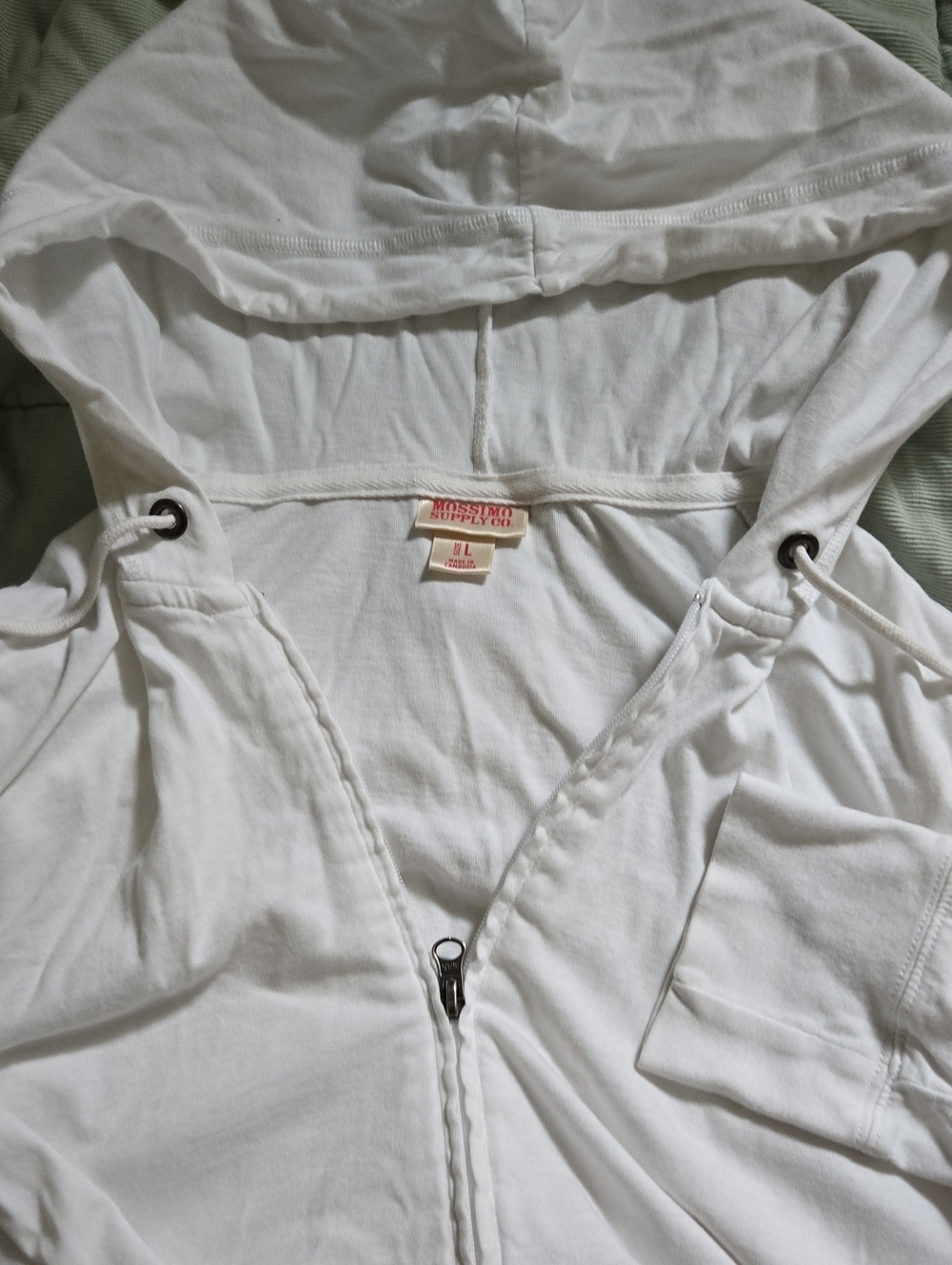 Mossimo Supply Co. White Zip-Up Hooded Tee Ptp 20 Inches